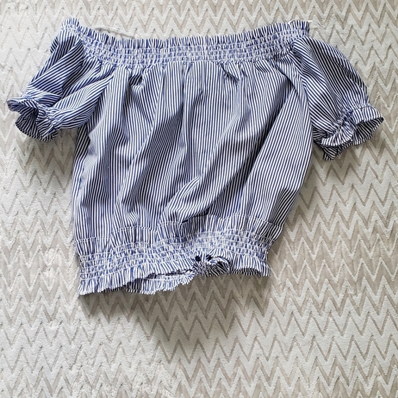 2 for $10 Off-the-Shoulder Blouse Nautical Blue - Picture 8 of 8